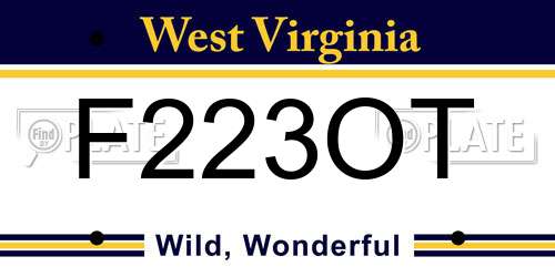 F223OT West Virginia License Plate