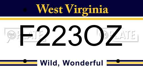 F223OZ West Virginia License Plate