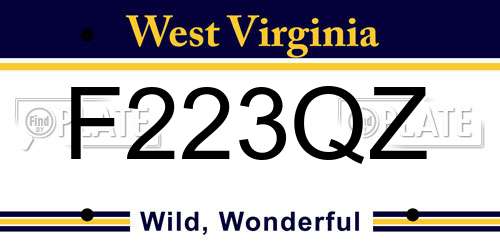 F223QZ West Virginia License Plate