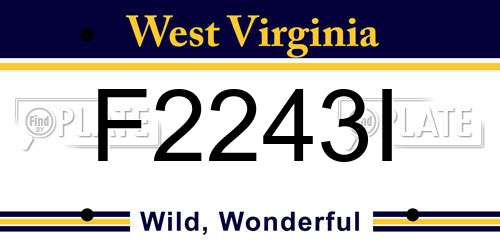 F2243I West Virginia License Plate