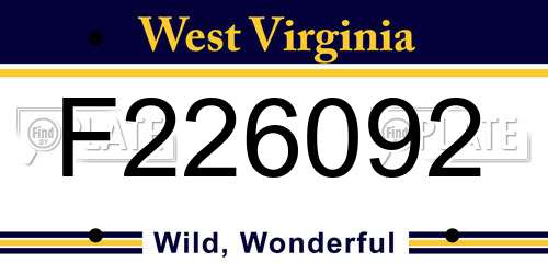 F226092 West Virginia License Plate
