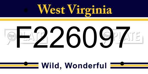 F226097 West Virginia License Plate