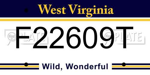 F22609T West Virginia License Plate
