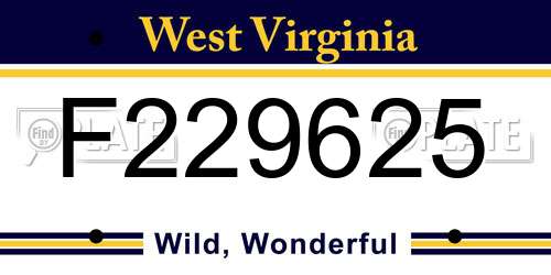 F229625 West Virginia License Plate