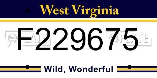 F229675 West Virginia License Plate