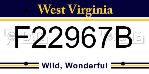 F22967B West Virginia License Plate
