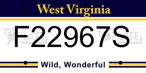 F22967S West Virginia License Plate