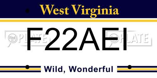F22AEI West Virginia License Plate