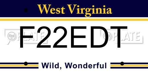 F22EDT West Virginia License Plate