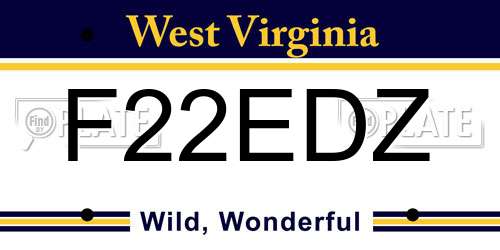 F22EDZ West Virginia License Plate
