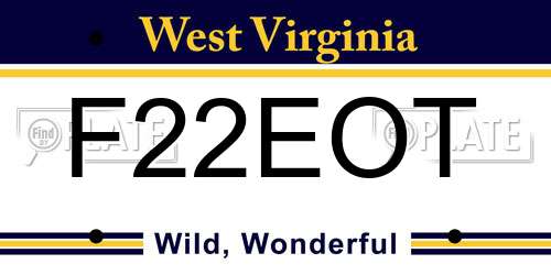 F22EOT West Virginia License Plate