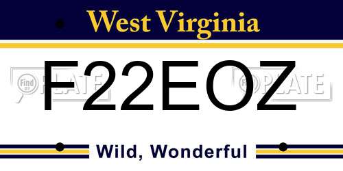 F22EOZ West Virginia License Plate