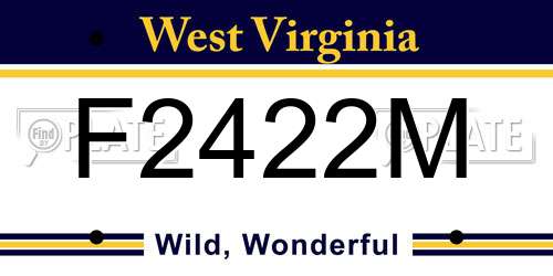 F2422M West Virginia License Plate