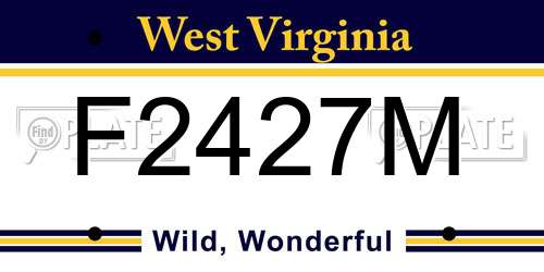 F2427M West Virginia License Plate