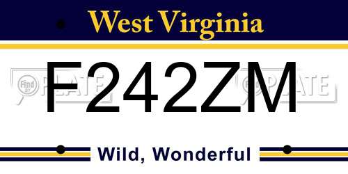 F242ZM West Virginia License Plate