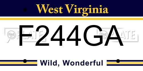 F244GA West Virginia License Plate