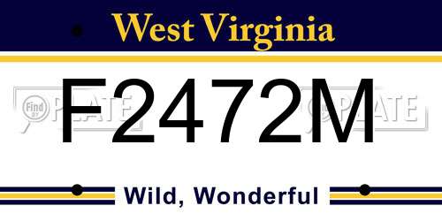 F2472M West Virginia License Plate