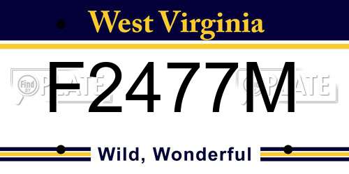 F2477M West Virginia License Plate