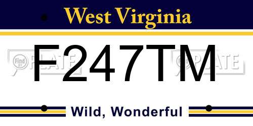F247TM West Virginia License Plate