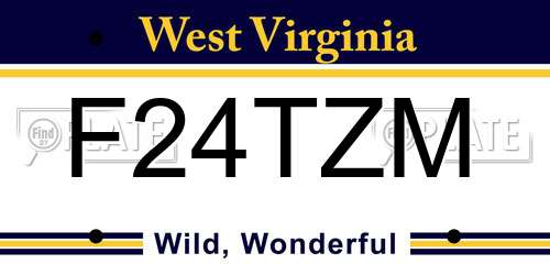 F24TZM West Virginia License Plate