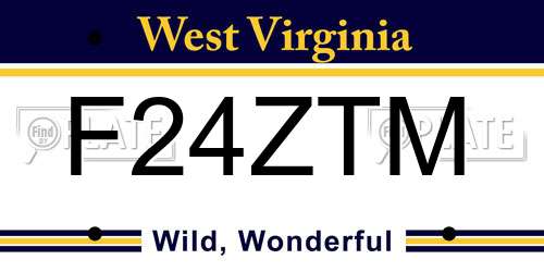 F24ZTM West Virginia License Plate