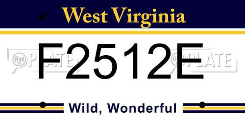 F2512E West Virginia License Plate