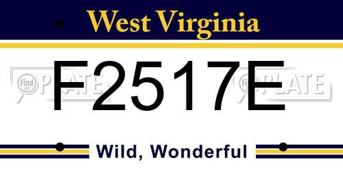 F2517E West Virginia License Plate