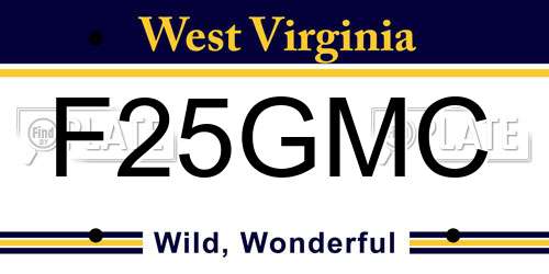 F25GMC West Virginia License Plate