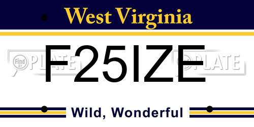 F25IZE West Virginia License Plate