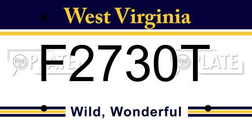 F2730T West Virginia License Plate