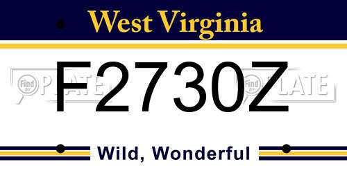 F2730Z West Virginia License Plate