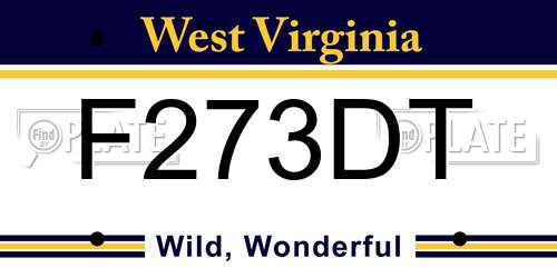 F273DT West Virginia License Plate