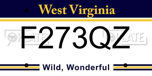 F273QZ West Virginia License Plate