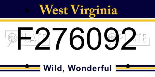 F276092 West Virginia License Plate