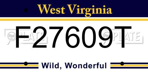 F27609T West Virginia License Plate