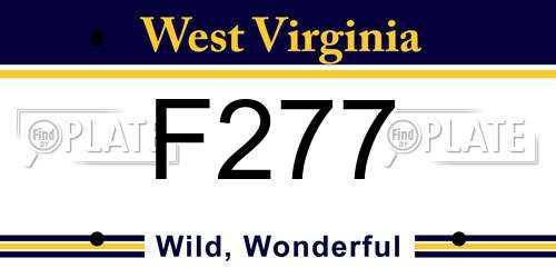 F277 West Virginia License Plate