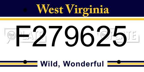 F279625 West Virginia License Plate