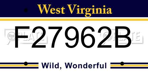 F27962B West Virginia License Plate