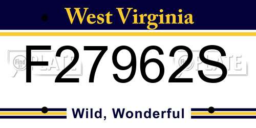F27962S West Virginia License Plate