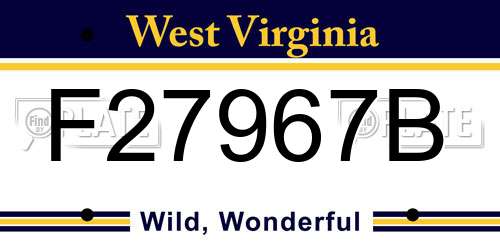 F27967B West Virginia License Plate