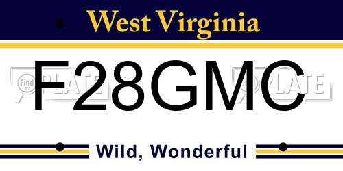 F28GMC West Virginia License Plate