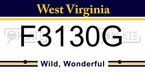 F3130G West Virginia License Plate