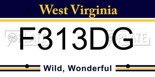 F313DG West Virginia License Plate