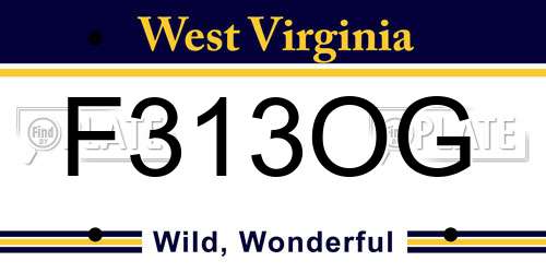 F313OG West Virginia License Plate