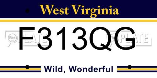 F313QG West Virginia License Plate