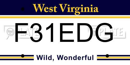 F31EDG West Virginia License Plate