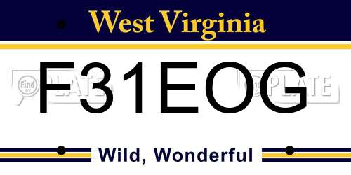 F31EOG West Virginia License Plate