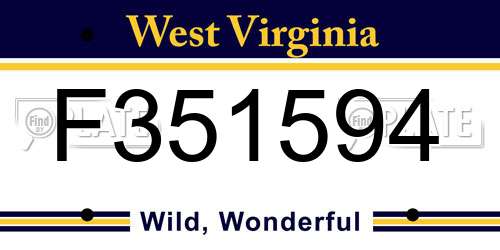 F351594 West Virginia License Plate