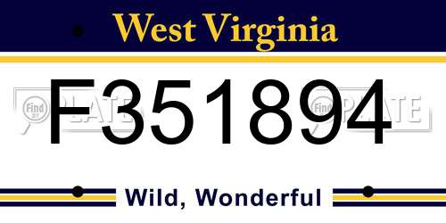 F351894 West Virginia License Plate