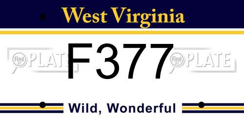 F377 West Virginia License Plate